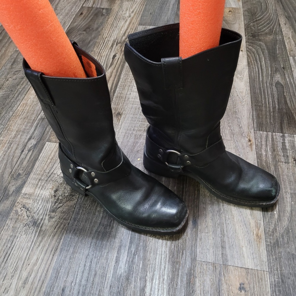 Harley Davidson Hustin Harness Ankle Black Boots Men's US Size 8.5 (Cut)